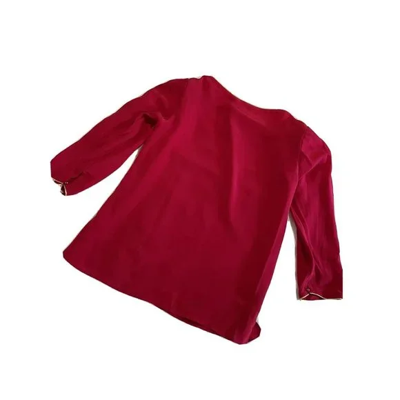 Vintage TAHARI Hot Pink & Gold 100% SILK Women Blouse Top Size 6 - Picture 7 of 11